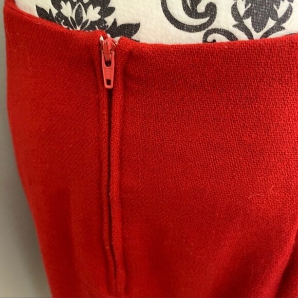 Maggie Lawrence Red Wool Pencil Skirt with slit in the back - Picture 7 of 10
